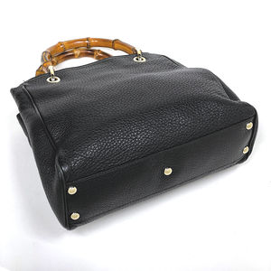 Gucci Small Handbag Shopper 2WAY Leather Bamboo Black